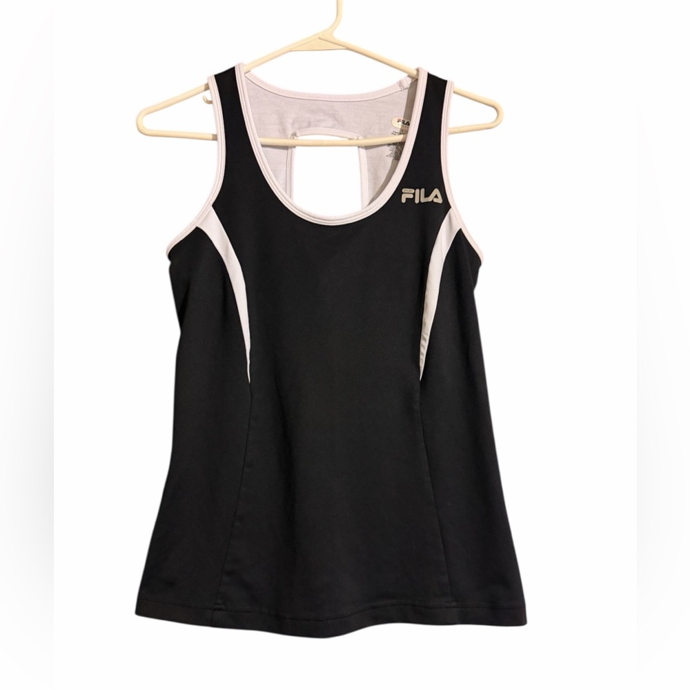 Fila Black Workout Tank Top with White Accent Trim